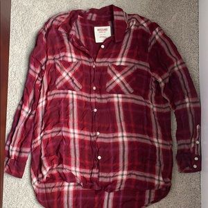 Maroon and White Flannel Button Up